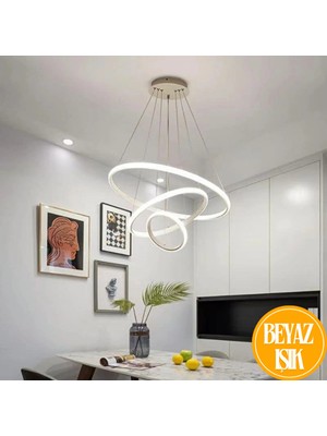 UltraMint Modern 3'lü Sarkıt Avize, Beyaz Led, Şık Gri Kasa, Ev ve Ofis Işıklandırması