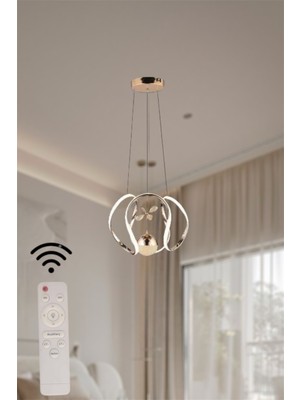 UltraMint Modern Parlak Gold Toplu Drone LED Avize, Kumandalı ve Dimmerli, 3 Renk