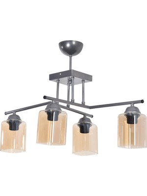 UltraMint Modern Gri Bal Camlı 4’lü Salon Mutfak Yatak Odası Avizesi
