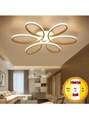 UltraMint Minel Dekor Papatya 3 Renk Gold LED Tavan Lambası 50CM Modern Aydınlatma