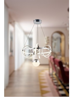 UltraMint Modern Krom Toplu Çember LED Avize, Beyaz, Sarı, Günışığı Renk Seçenekleri