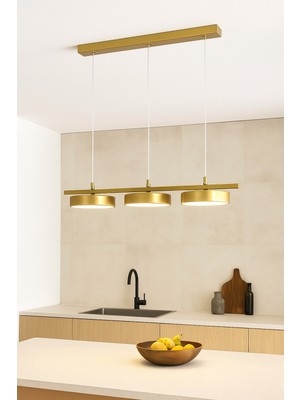 UltraMint Modern Beyaz Yemek Masası ve 3'lü LED Avize Seti