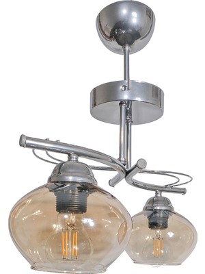UltraMint Modern Krom 2'li Camlı Avize, Salon, Mutfak ve Yatak Odası Için Şık Tasarım