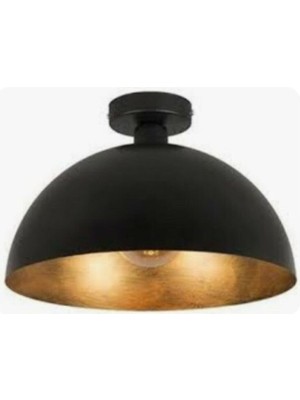 UltraMint Rustik Siyah Metal Sarkıt Avize, Altın Iç Detay, 40 Cm, Eşsiz Tasarım