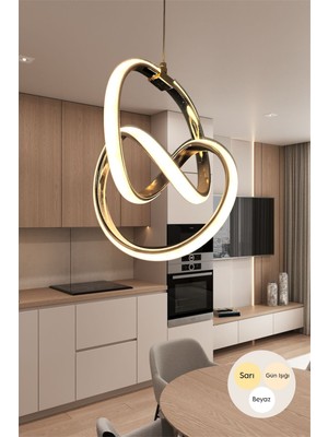 UltraMint Modern Gold Venüs 3 Renk LED Avize, Şık ve Parlak Aydınlatma