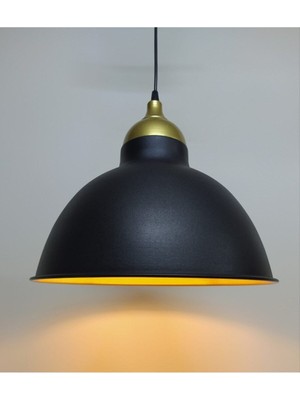 UltraMint Retro Rustik Siyah Avize, Altın Detaylı, Şık ve Modern Tasarım