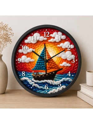 Defka Kabartma Desenli 3D Görünümlü 2d Soyut Desenli Duvar Saati