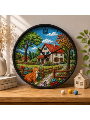 Defka Kabartma Desenli 3D Görünümlü 2d Soyut Desenli Duvar Saati