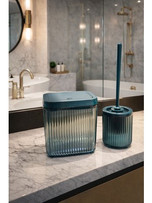 UltraMint Modern ve Şık Banyo Çöp Kovası ve Wc Fırçası Seti, Pratik ve Estetik Kullanım