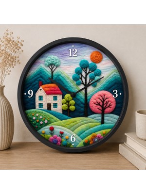 Defka Kabartma Desenli 3D Görünümlü 2d Soyut Desenli Duvar Saati