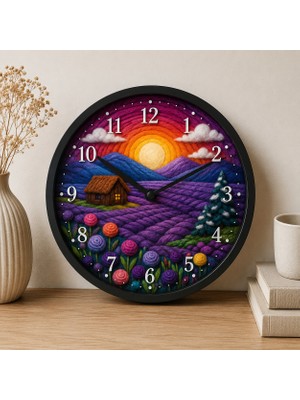 Defka Kabartma Desenli 3D Görünümlü 2d Soyut Desenli Duvar Saati