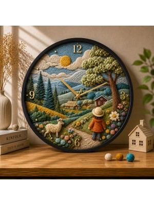 Defka Kabartma Desenli 3D Görünümlü 2d Soyut Desenli Duvar Saati