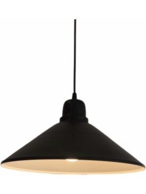 UltraMint Retro Metal Sarkıt Avize, Siyah Dış, Beyaz Iç, 38 Cm, Şık ve Modern Tasarım