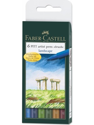 Faber-Castell Manzara Renkli Çizim Kalemi Fırça Uç 6'lı Poşet Yüksek Kaliteli Sanatsal Kalemler