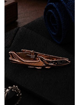 Kravatkolik Uçak Motif Bronz Renk Kravat Iğnesi KIY715