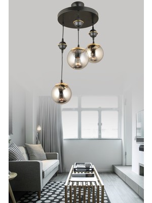 UltraMint Modern 6'lı Halka Avize, Beyaz Glop Cam Detaylarıyla Şık ve Zarif Tasarım