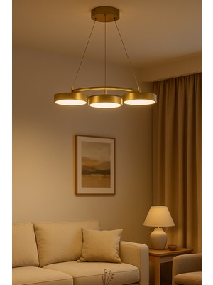 UltraMint Modern Ledli Beyaz Renkli Salon ve Mutfak Asma Avize Seti