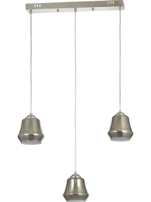 UltraMint Modern Füme+Beyaz Çift Camlı Sarkıt Avize, 3’lü Yemek Masası Üstü Aydınlatma