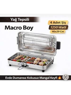 Taner Mangalcı Macro Boy Elektrikli Izgara Mangal Barbekü 1300W 45X27CM