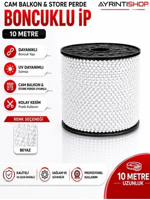 AYRINTISHOP Ayrıntıshop Cam Balkon Stor Perde Boncuklu Plastik Ip Zincirleri 10 Metre