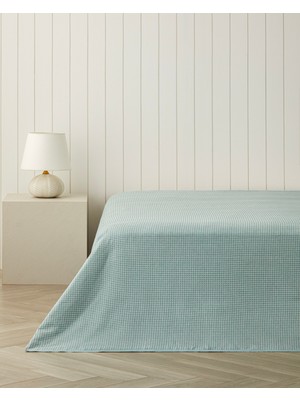 English Home Tek Kişilik Pike 150X220 cm Pamuk Kumaş Desenli Seledon Renkli 1 Parça