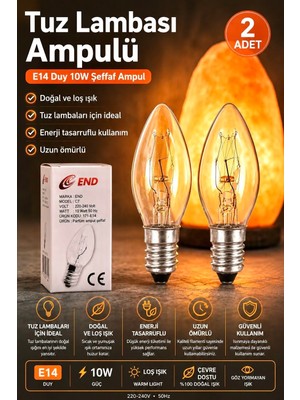 7W Seffaf Tuz Lambasi Ampulu - Gece Lambasi (2 Adet) Seffaf Parfüm Ampul E14 Duy