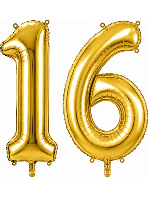 BeySüS 16 Rakam Folyo Balon Altın Rengi (100 Cm)