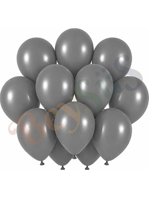 BeySüS Duman Renk Lateks Retro Balon (30 Cm) - 12 Adet