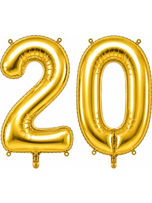 BeySüS 20 Rakam Folyo Balon Altın Rengi (100 Cm)