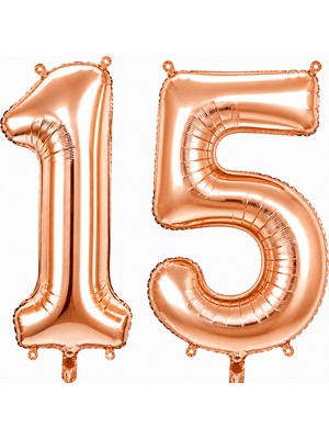 BeySüS 15 Rakam Folyo Balon Rose Gold Rengi (100 Cm)