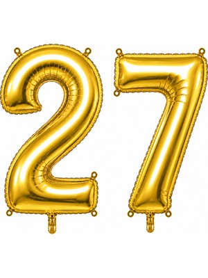 BeySüS 27 Rakam Folyo Balon Altın Rengi (100 cm)