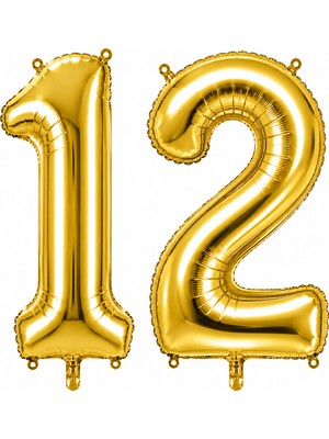 BeySüS 12 Rakam Folyo Balon Altın Rengi (100 Cm)
