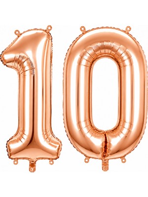 BeySüS 10 Rakam Folyo Balon Rose Gold Rengi (100 Cm)