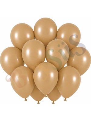 BeySüS Çöl Kumu Renk Lateks Retro Balon (30 cm) - 12 Adet