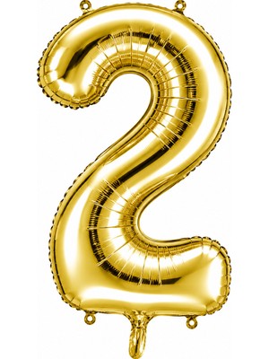 BeySüS 2 Rakam Folyo Balon Altın Rengi (36 Cm)