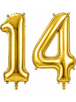 BeySüS 14 Rakam Folyo Balon Altın Rengi (76 Cm)