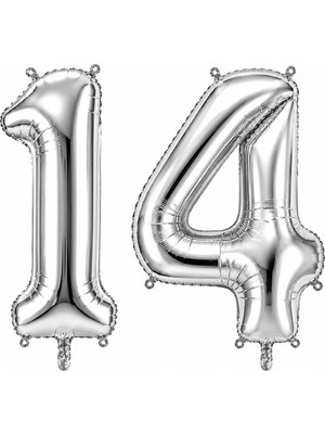 BeySüS 14 Rakam Folyo Balon Gümüş Rengi (76 cm)