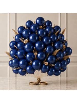 BeySüS Lacivert Renk Lateks Metalik Balon (30 cm) - 50 Adet