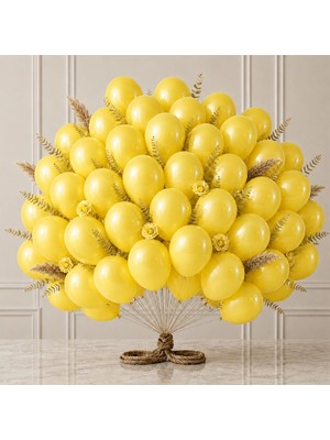 BeySüS Sarı Renk Lateks Metalik Balon (30 Cm) - 50 Adet