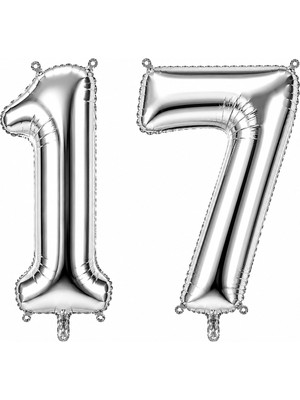 BeySüS 17 Rakam Folyo Balon Gümüş Rengi (100 Cm)