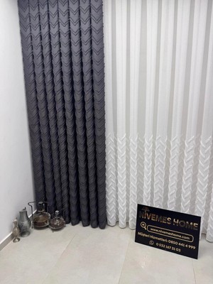 Nivemes Home Nivemeshome Mayıs 1-027P Yarı Desen  Ekru   1/2,5 Pileli Tül Perde