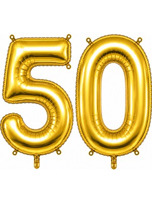BeySüS 50 Rakam Folyo Balon Altın Rengi (100 cm)