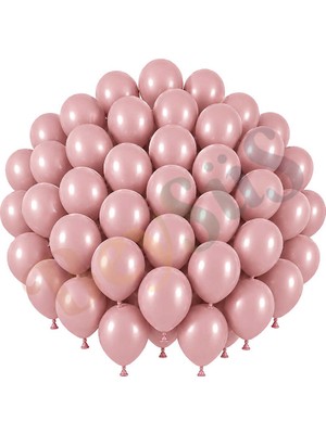 BeySüS Toz Pembe Renk Lateks Retro Balon (30 Cm) - 50 Adet
