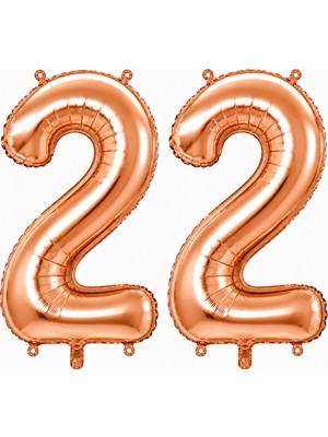 BeySüS 22 Rakam Folyo Balon Rose Gold Rengi (100 Cm)