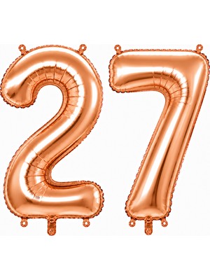 BeySüS 27 Rakam Folyo Balon Rose Gold Rengi (100 Cm)