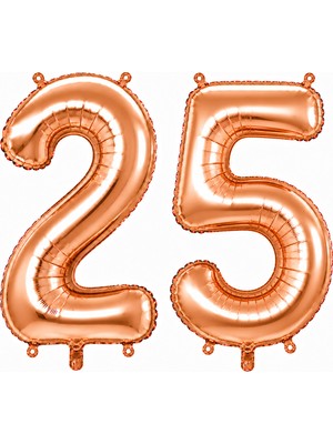BeySüS 25 Rakam Folyo Balon Rose Gold Rengi (100 Cm)