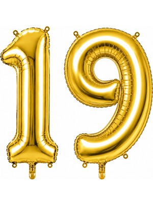 BeySüS 19 Rakam Folyo Balon Altın Rengi (76 Cm)