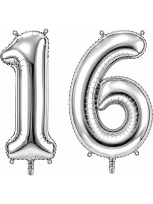 BeySüS 16 Rakam Folyo Balon Gümüş Rengi (76 Cm)