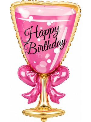 BeySüS Happy Birthday Pembe Kadeh Folyo Balon