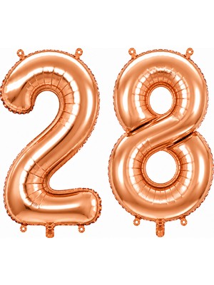 BeySüS 28 Rakam Folyo Balon Rose Gold Rengi (100 cm)